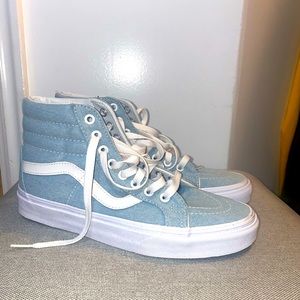 Denim Light Blue Vans Classic Sk8-Hi Classic Skate High Tops